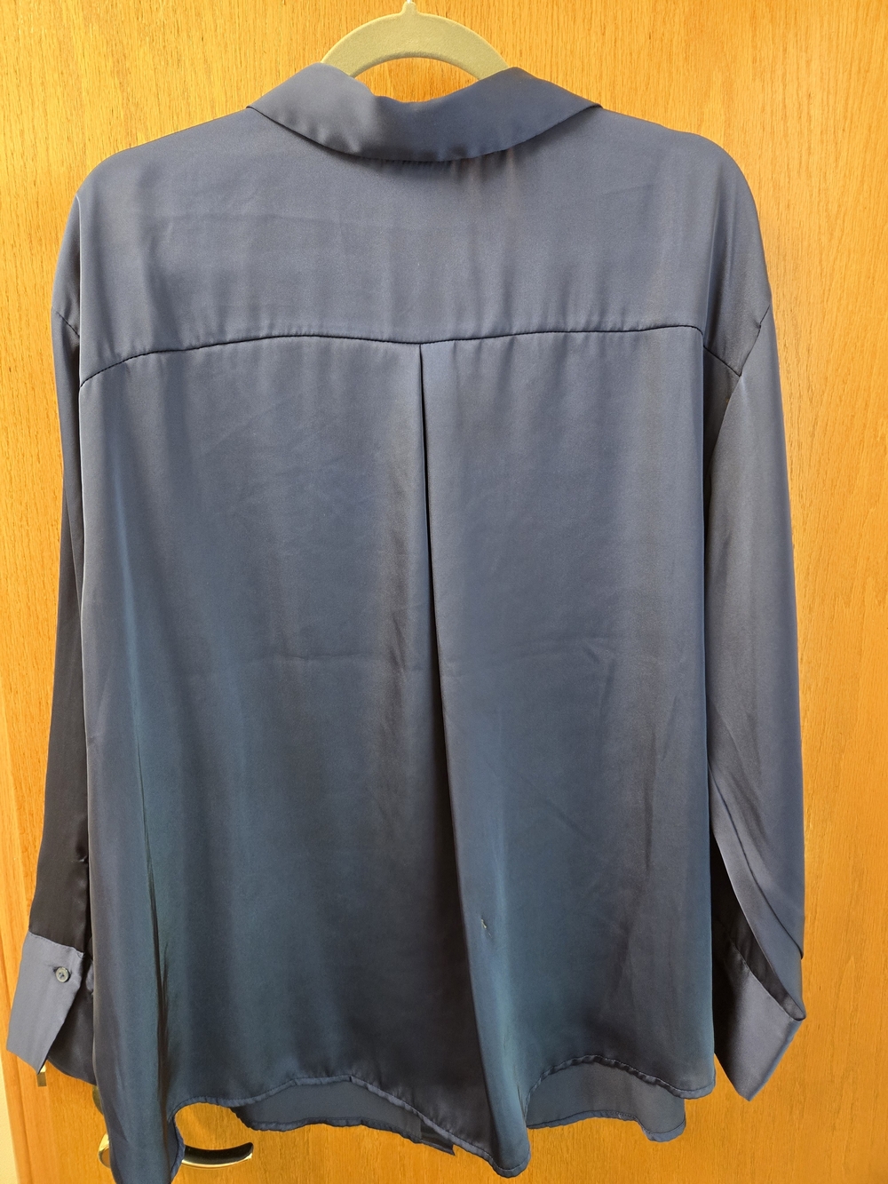 Torrid Navy Satin Button-Front Blouse - Picture 2 of 2